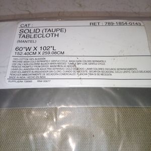 JCP Home Collection Oversized Solid Taupe Tablecloth Cotton 60"W x 102"L